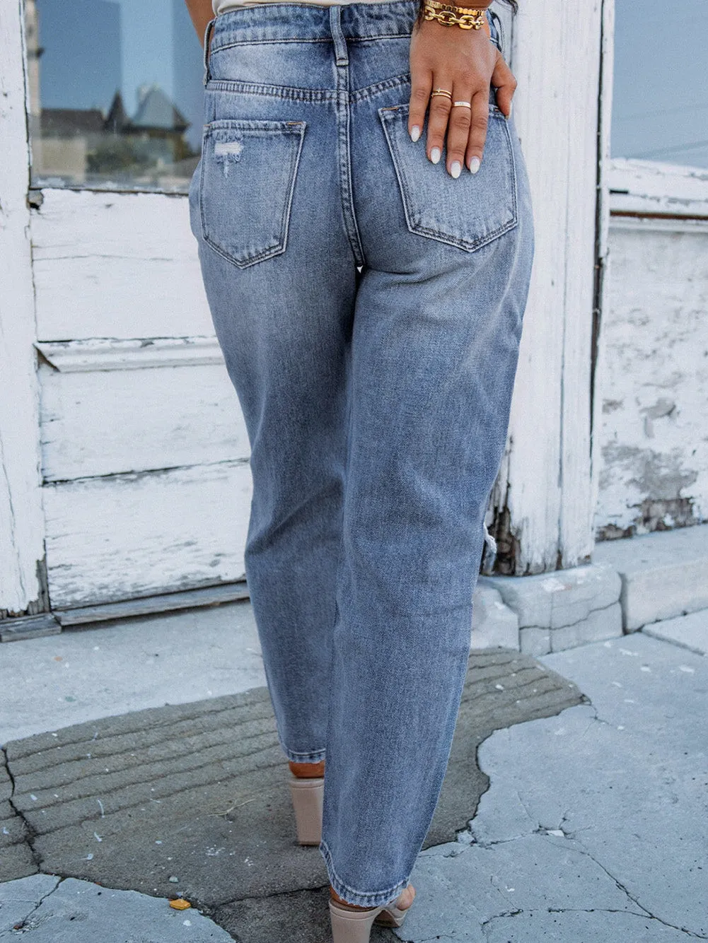 Boyfriend Fit Ripped Jeans
