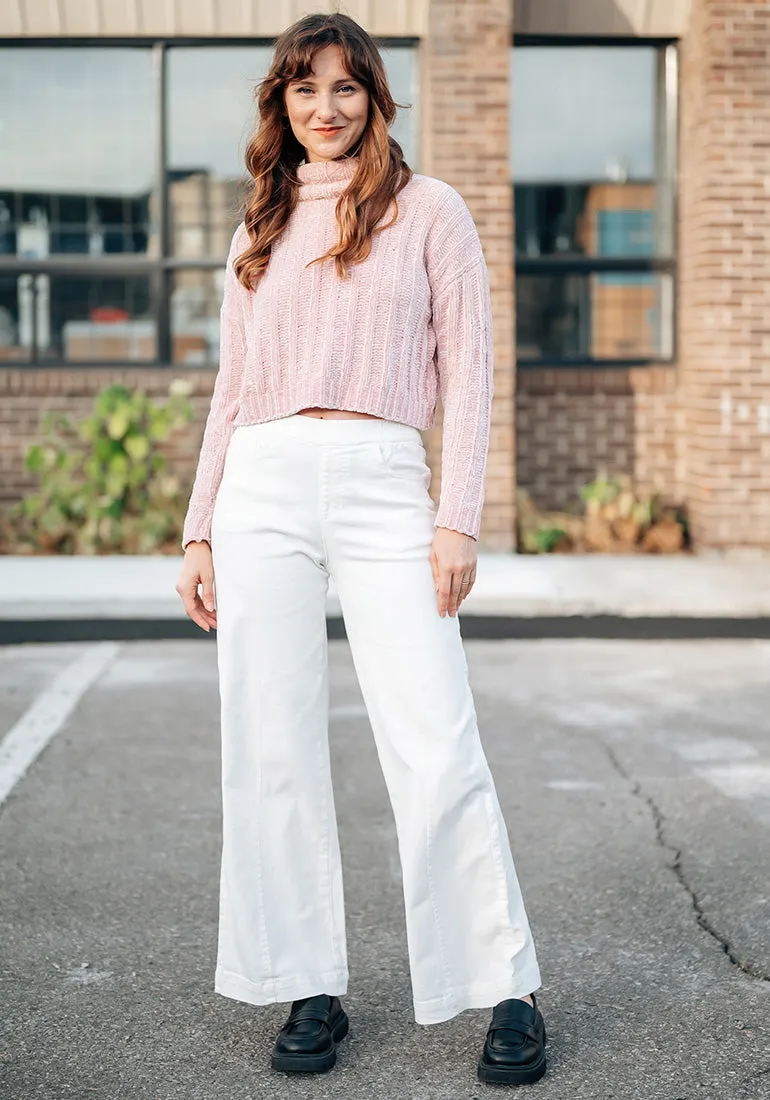 Bright White Women's Stretchy Pull On Jeans High Waisted Denim Pants