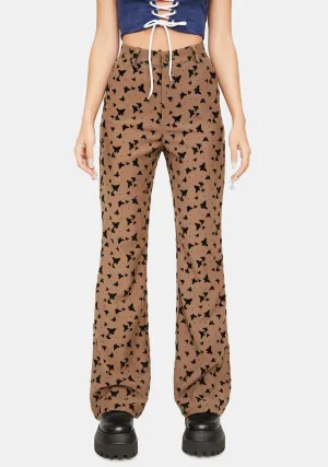 Brown Butterfly High Waist Pants