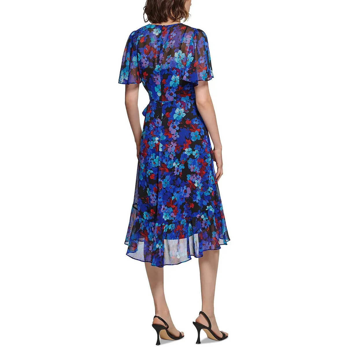Calvin Klein Womens Faux Wrap Long Wrap Dress
