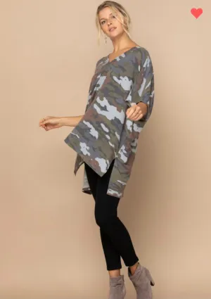 Camouflage V Neck Tunic