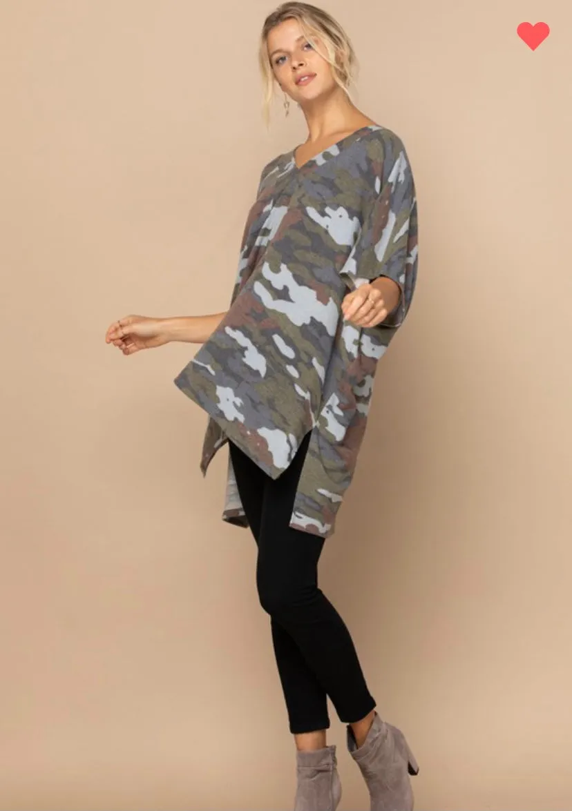 Camouflage V Neck Tunic