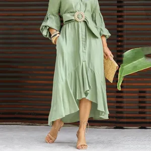 Casual High Low Sweep Wrap Dress