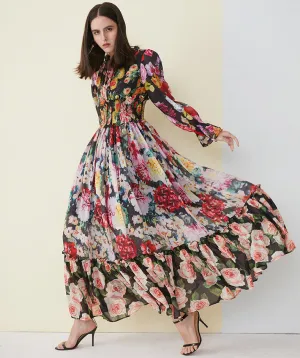 Chiffon Ruffled Collar Women's Maxi Dress