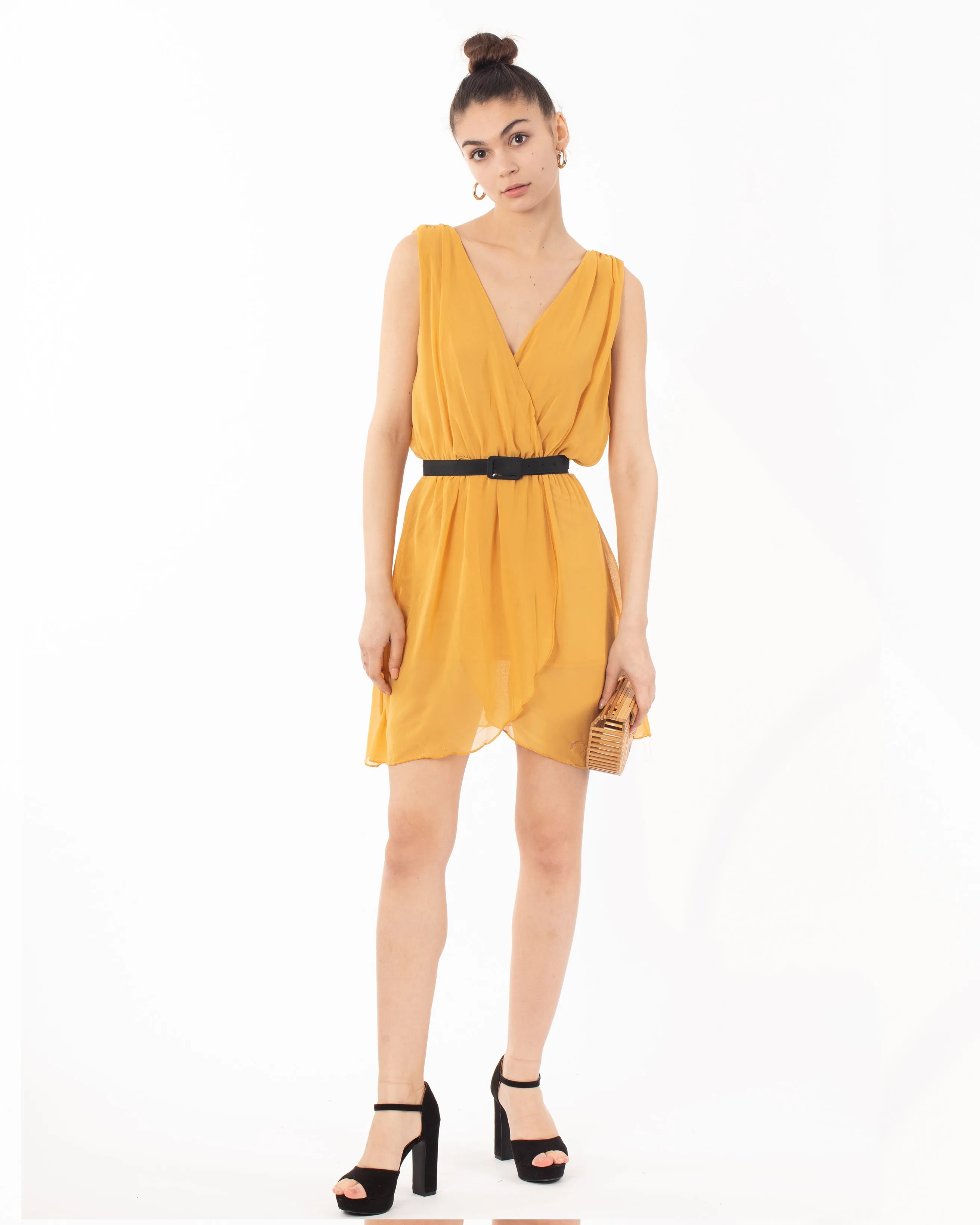 Chiffon wrap dress (YELLOW)