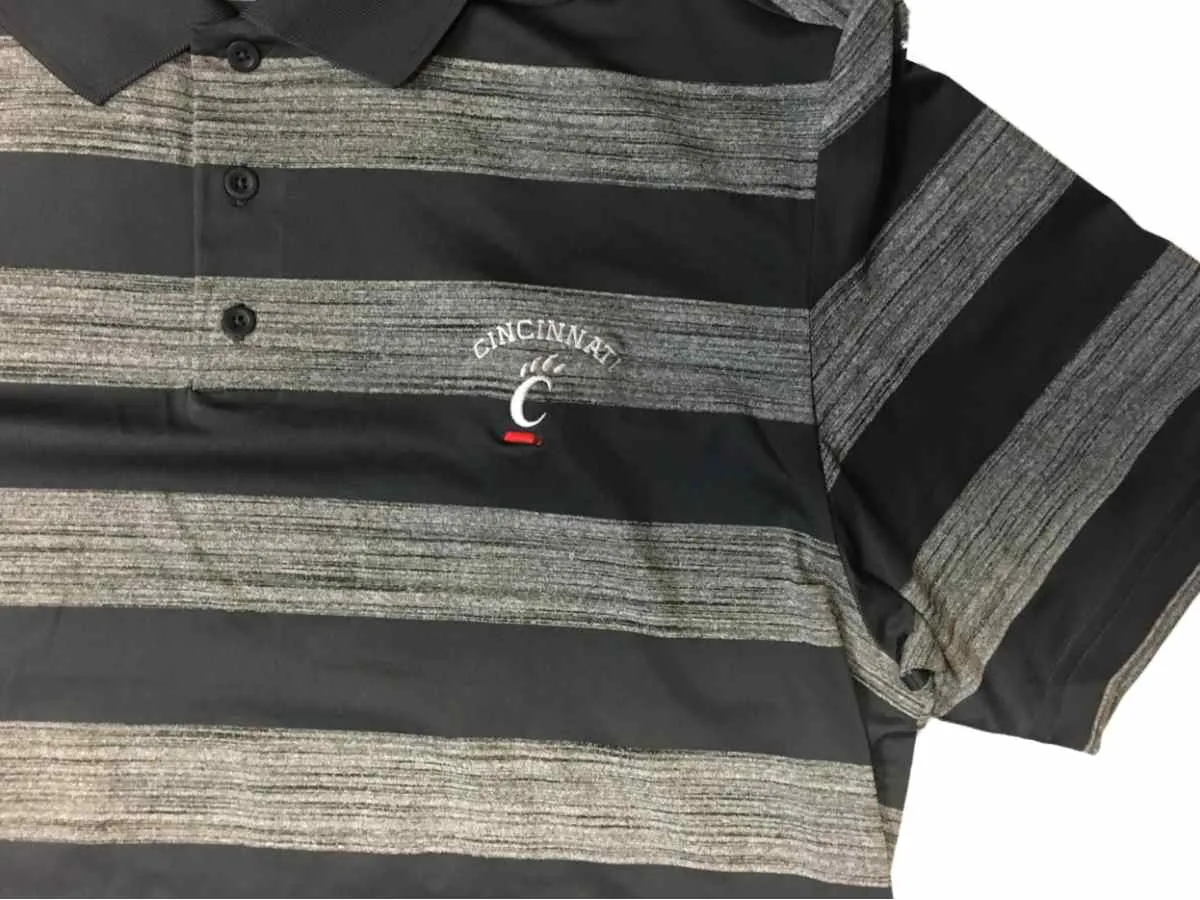 Cincinnati Bearcats Under Armour Two-Toned Gray Striped SS Golf Polo T-Shirt (L)