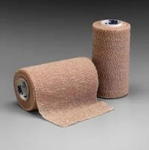 Coban Cohesive Bandage, 6 Inch X 5 Yard, Standard Compression, Selfadherent Closure, Tan, NonSterile, 10 Pack
