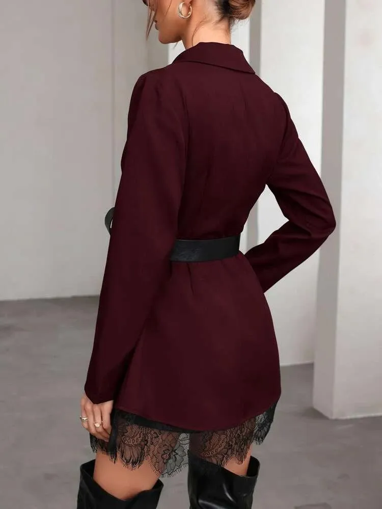 Contrast Lace Hem Blazer