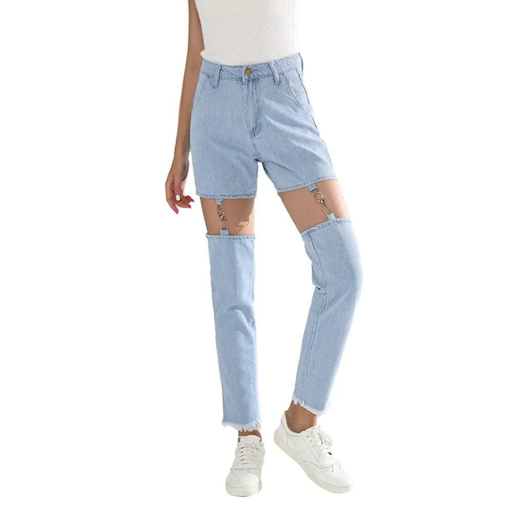 Cotton High Waist Ladies Denim Women Pants Jeans