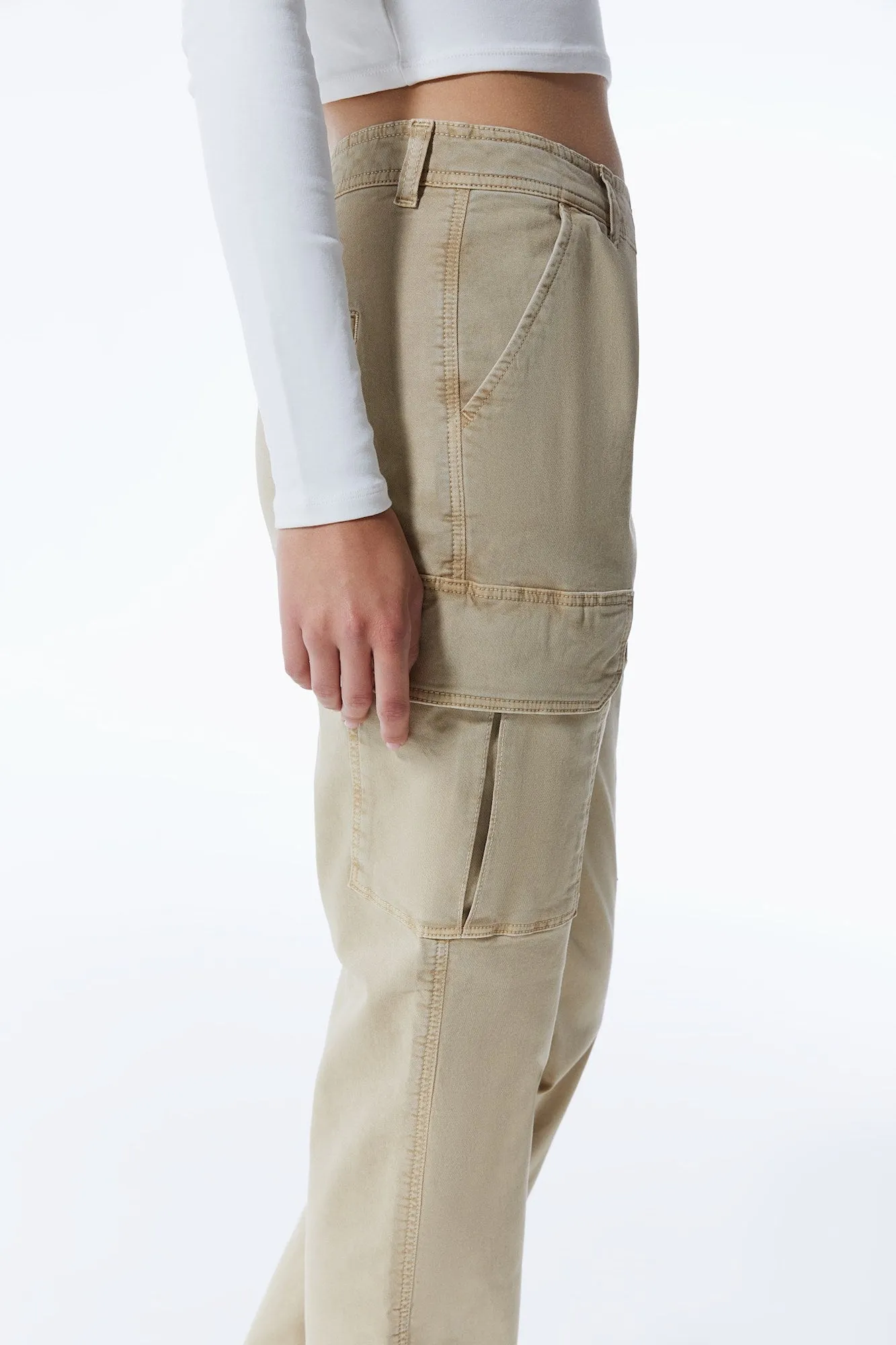 Daphne High Waist Cargo Pants Sand
