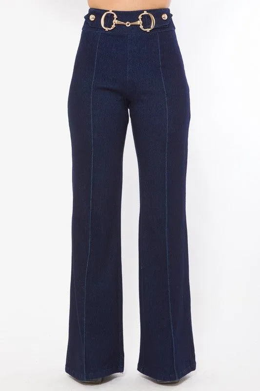 DENIM GOLD BUCKLE PANT