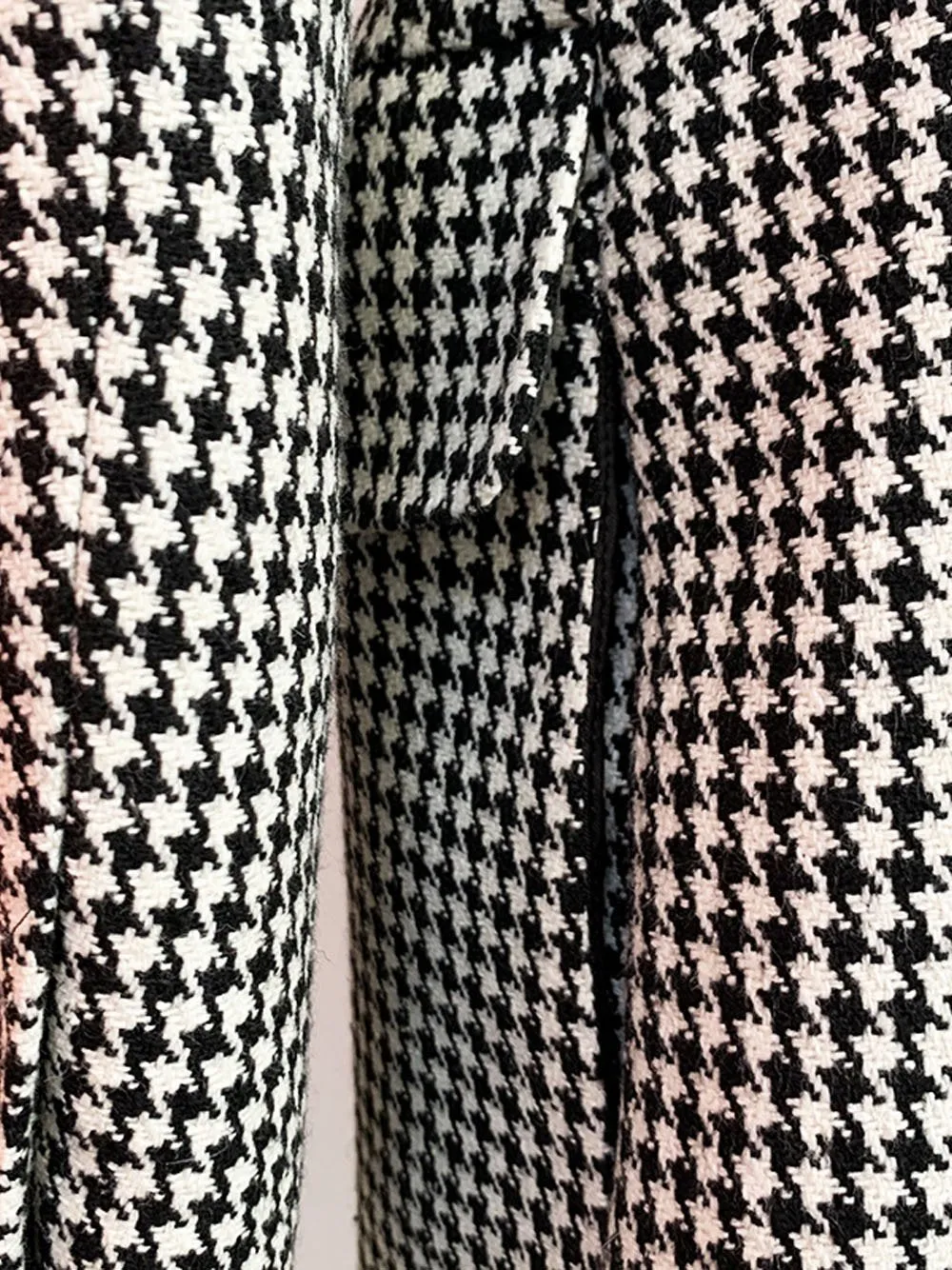 Double Breasted Houndstooth Tweed Coat