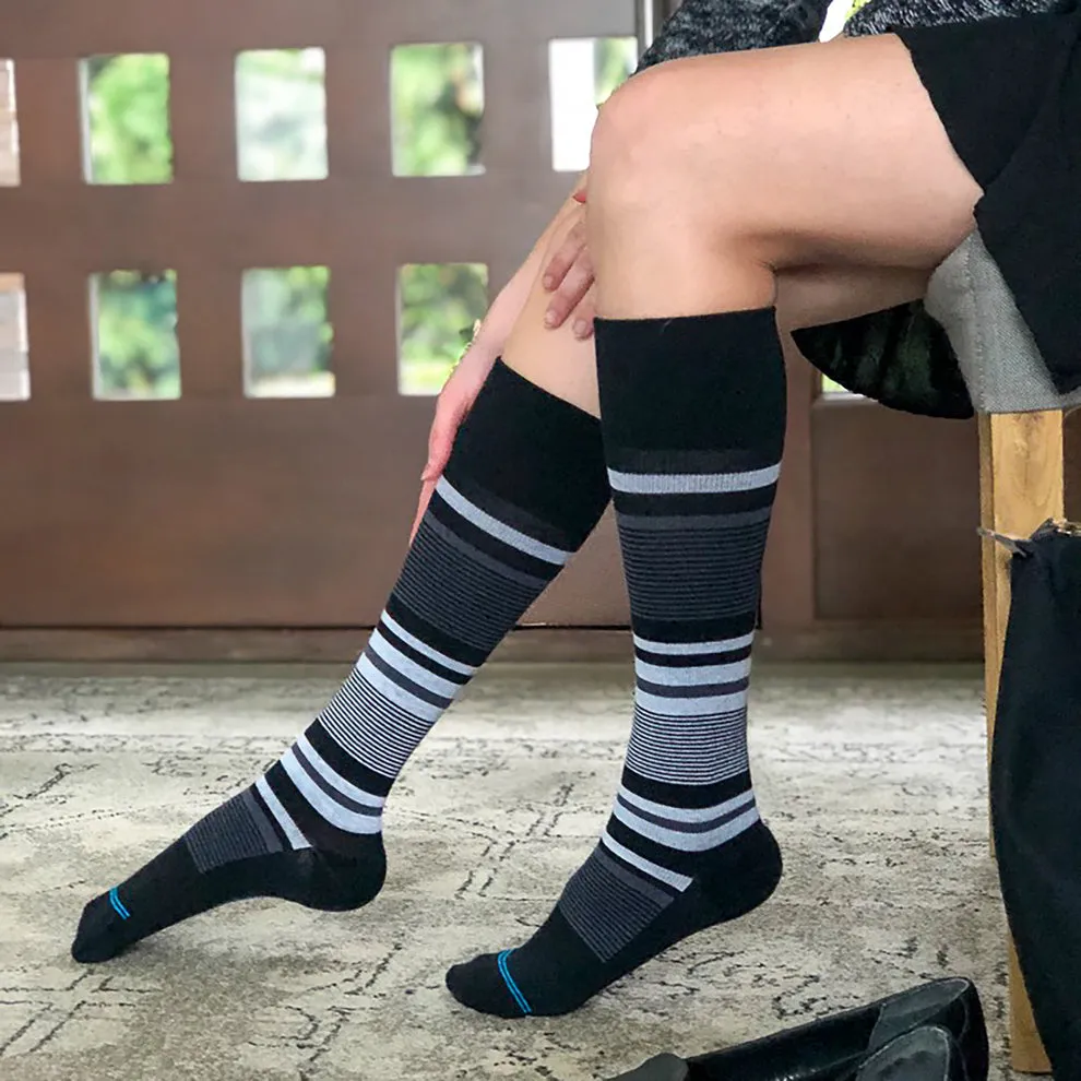 Dr. Segal Stripe Cotton Black/Grey Compression Socks - 15-20mmHg