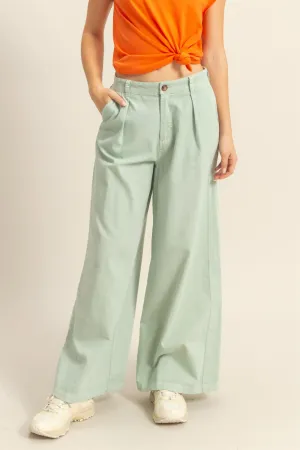 DZ24C967-High Waist Basic Wide Leg Pants