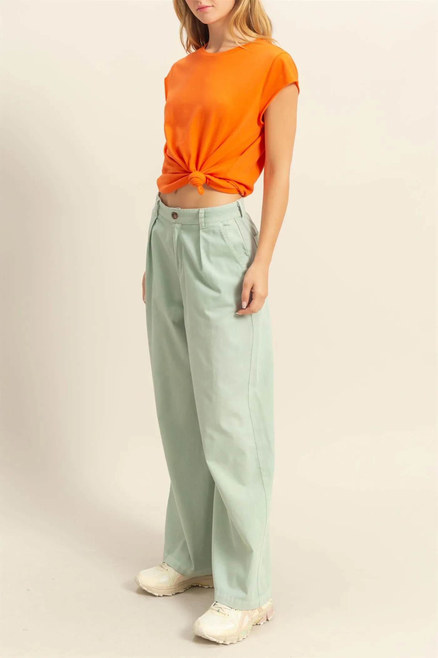 DZ24C967-High Waist Basic Wide Leg Pants