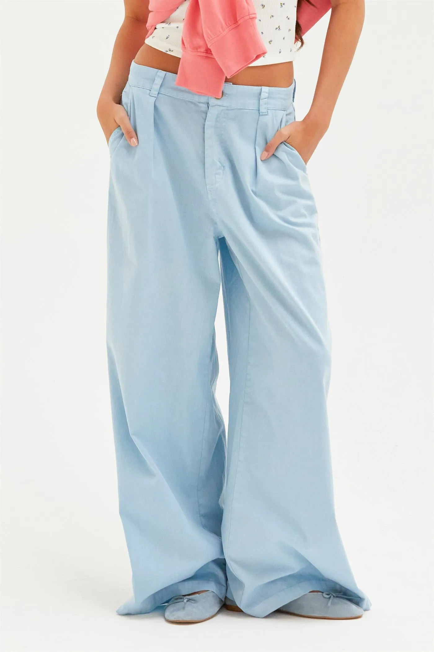 DZ24C967-High Waist Basic Wide Leg Pants