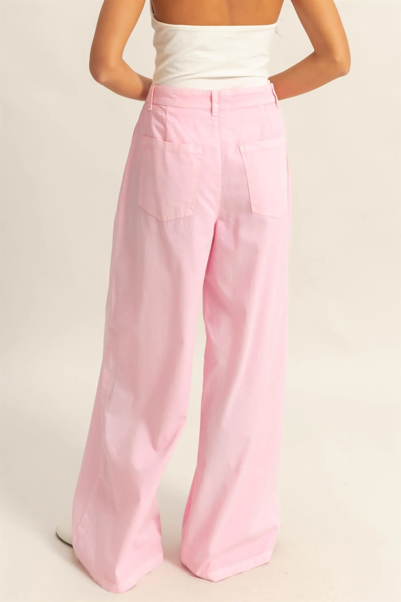 DZ24C967-High Waist Basic Wide Leg Pants