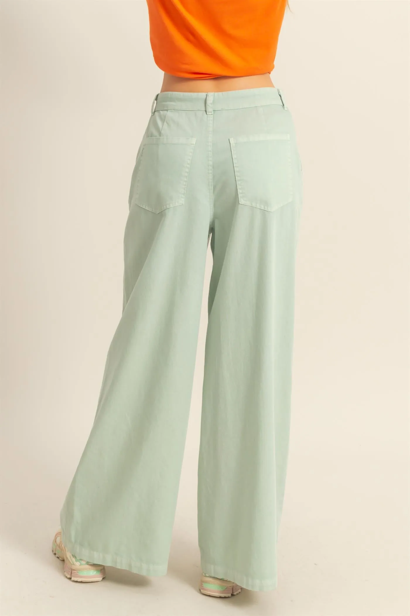 DZ24C967-High Waist Basic Wide Leg Pants