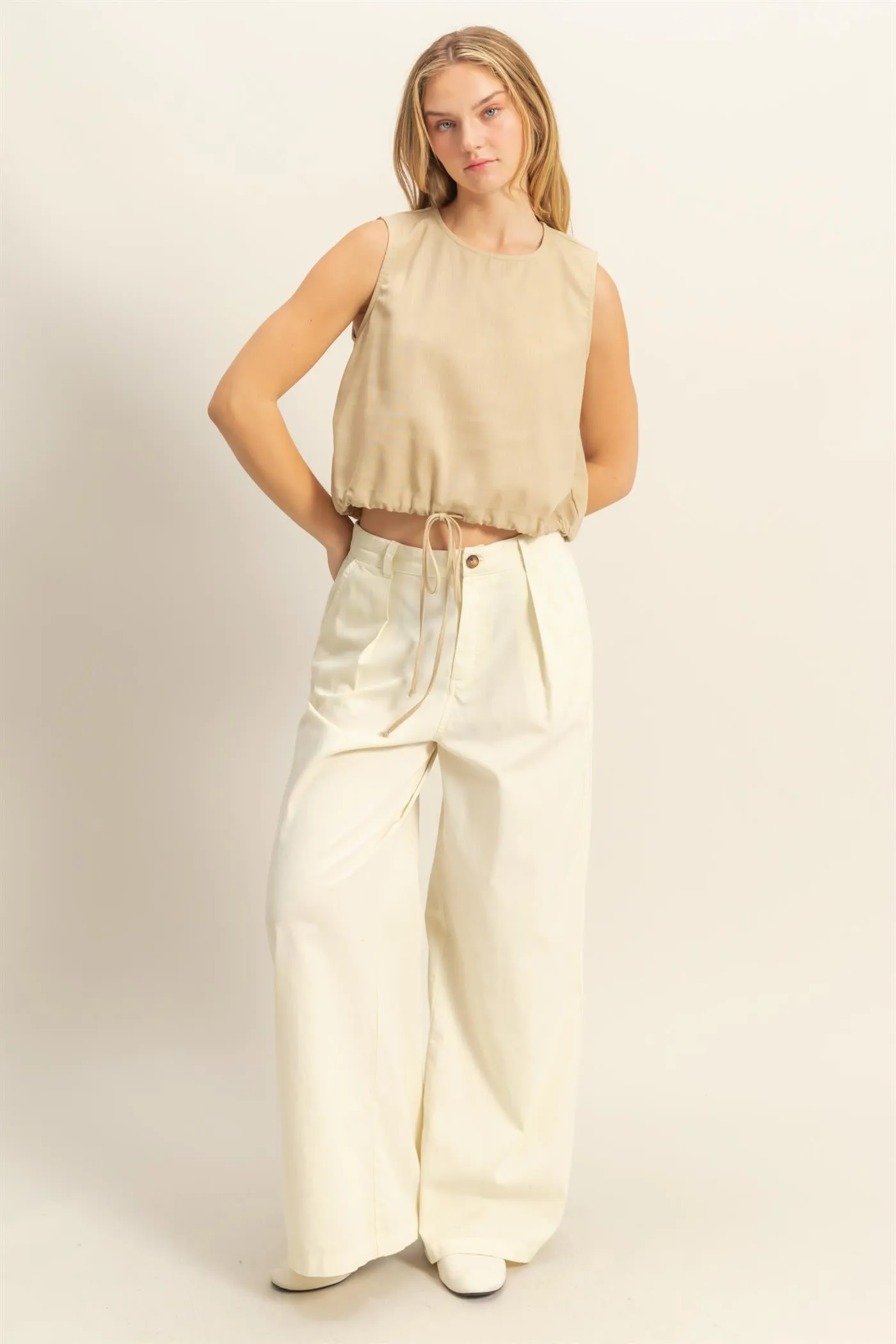 DZ24C967-High Waist Basic Wide Leg Pants
