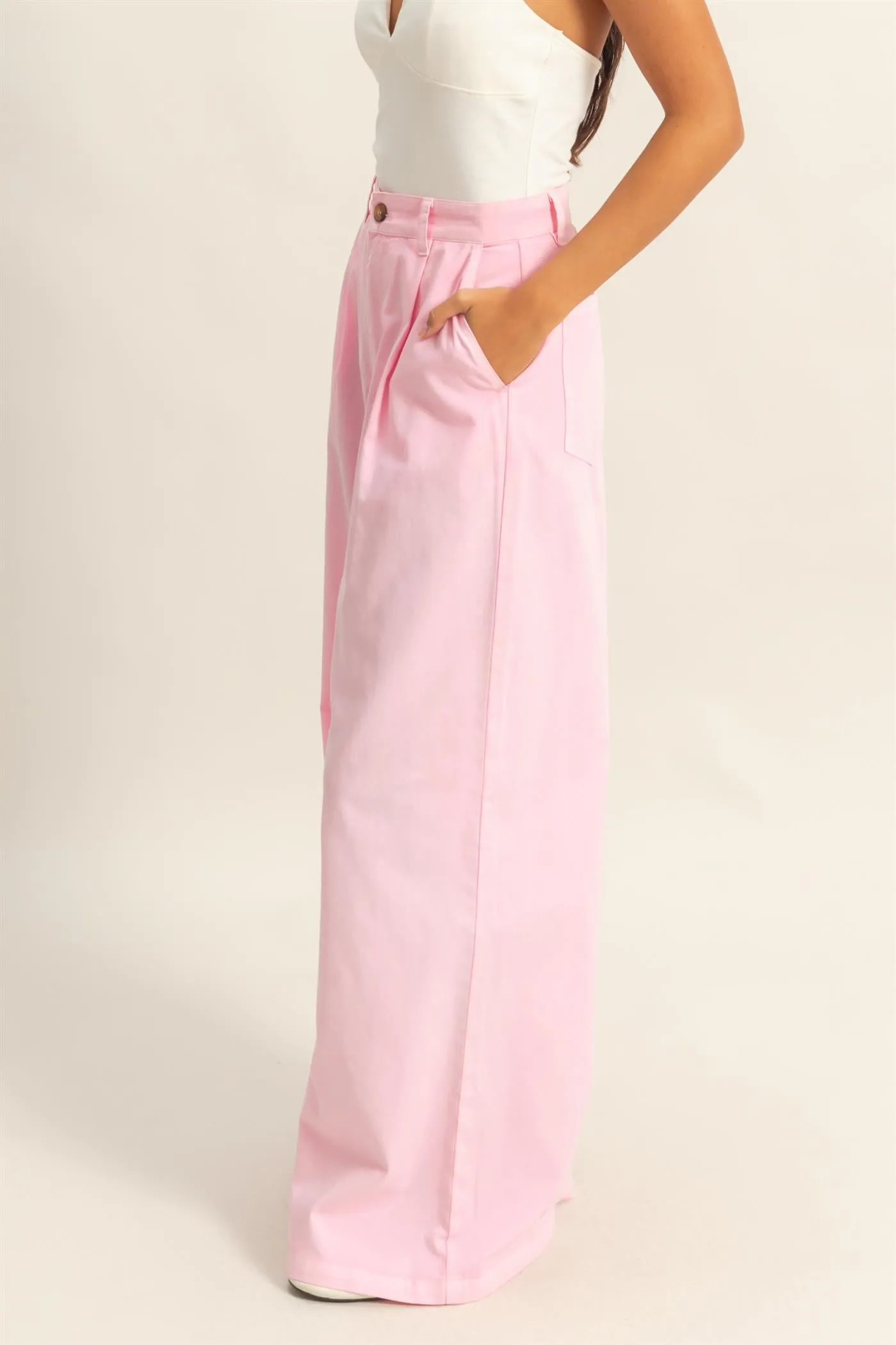 DZ24C967-High Waist Basic Wide Leg Pants