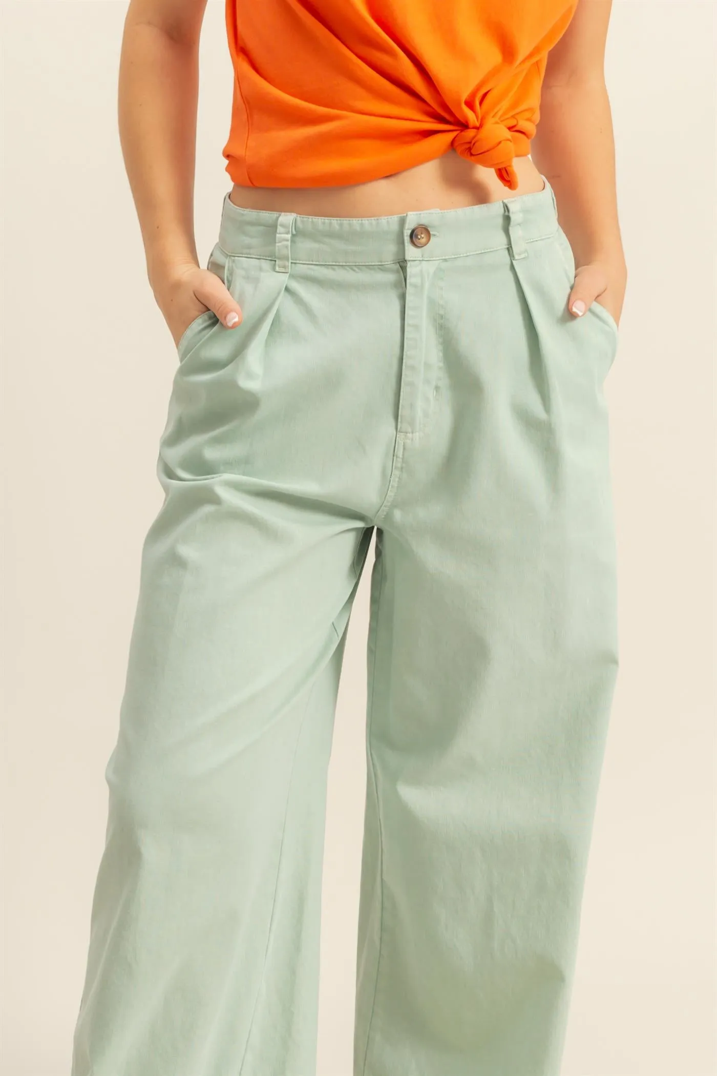 DZ24C967-High Waist Basic Wide Leg Pants