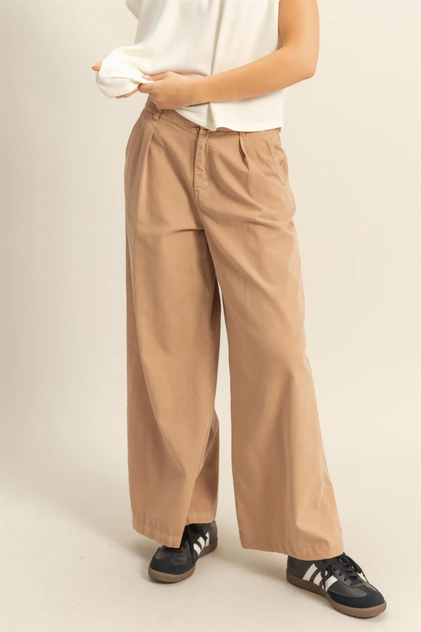 DZ24C967-High Waist Basic Wide Leg Pants