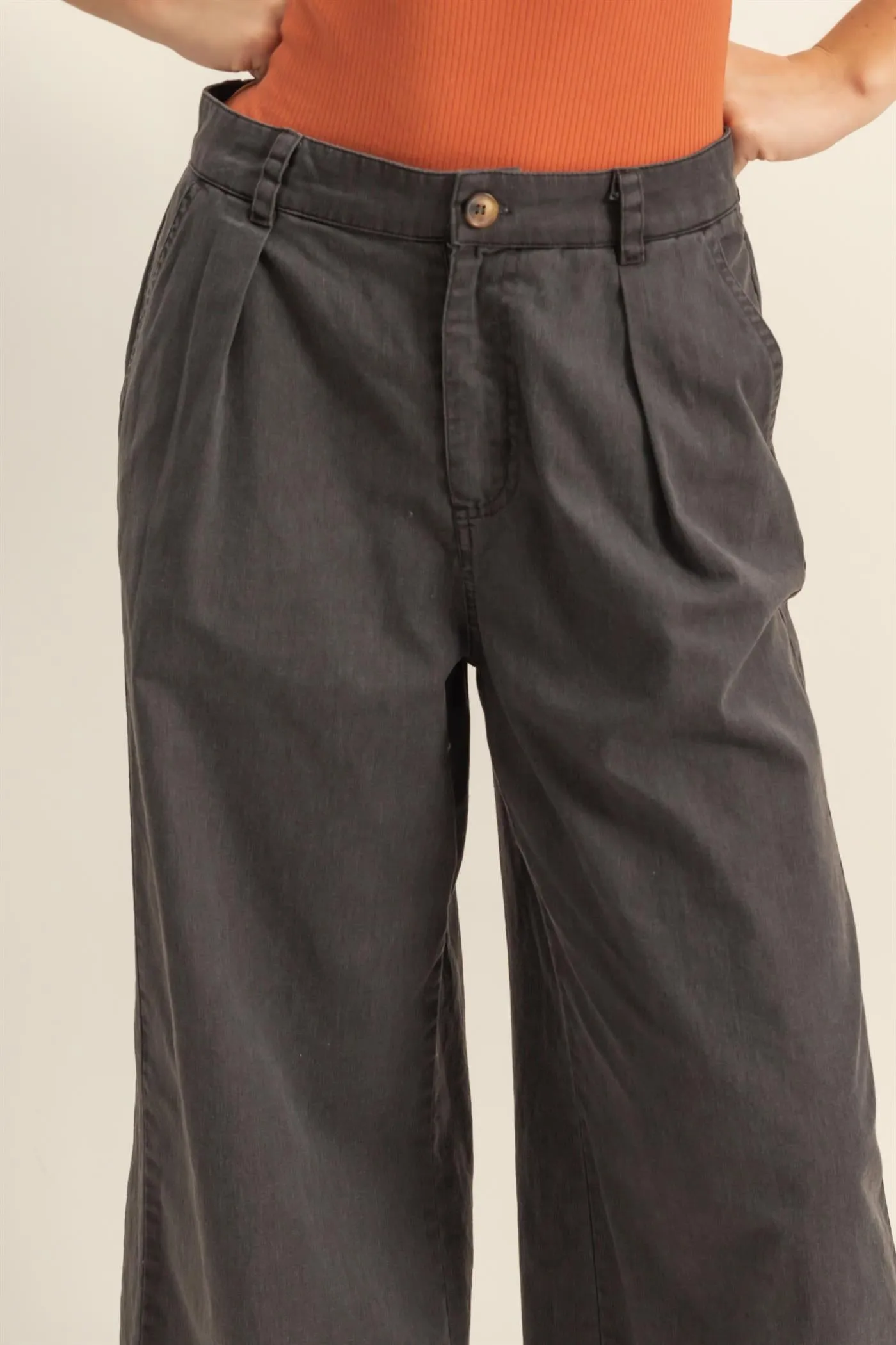 DZ24C967-High Waist Basic Wide Leg Pants