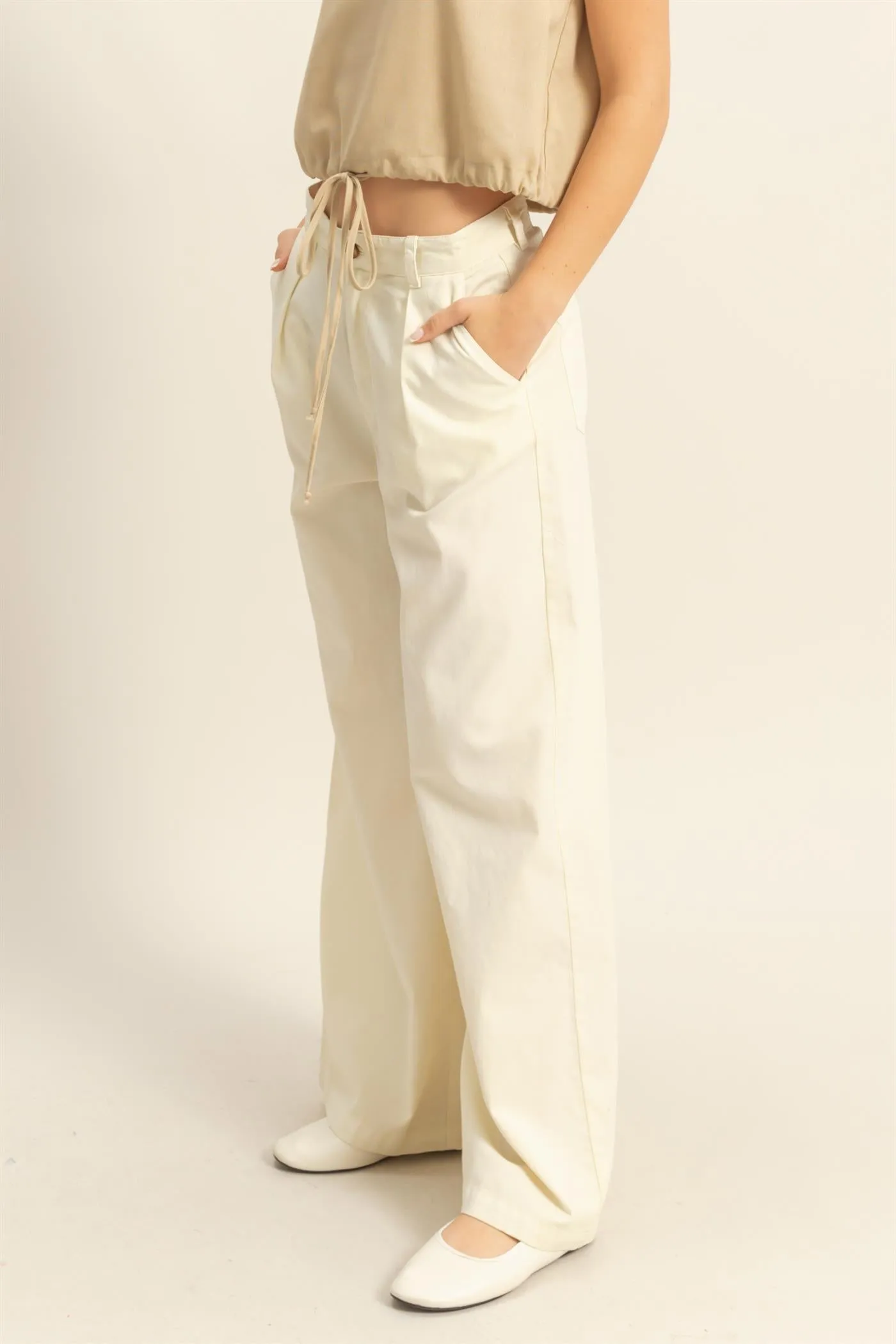 DZ24C967-High Waist Basic Wide Leg Pants