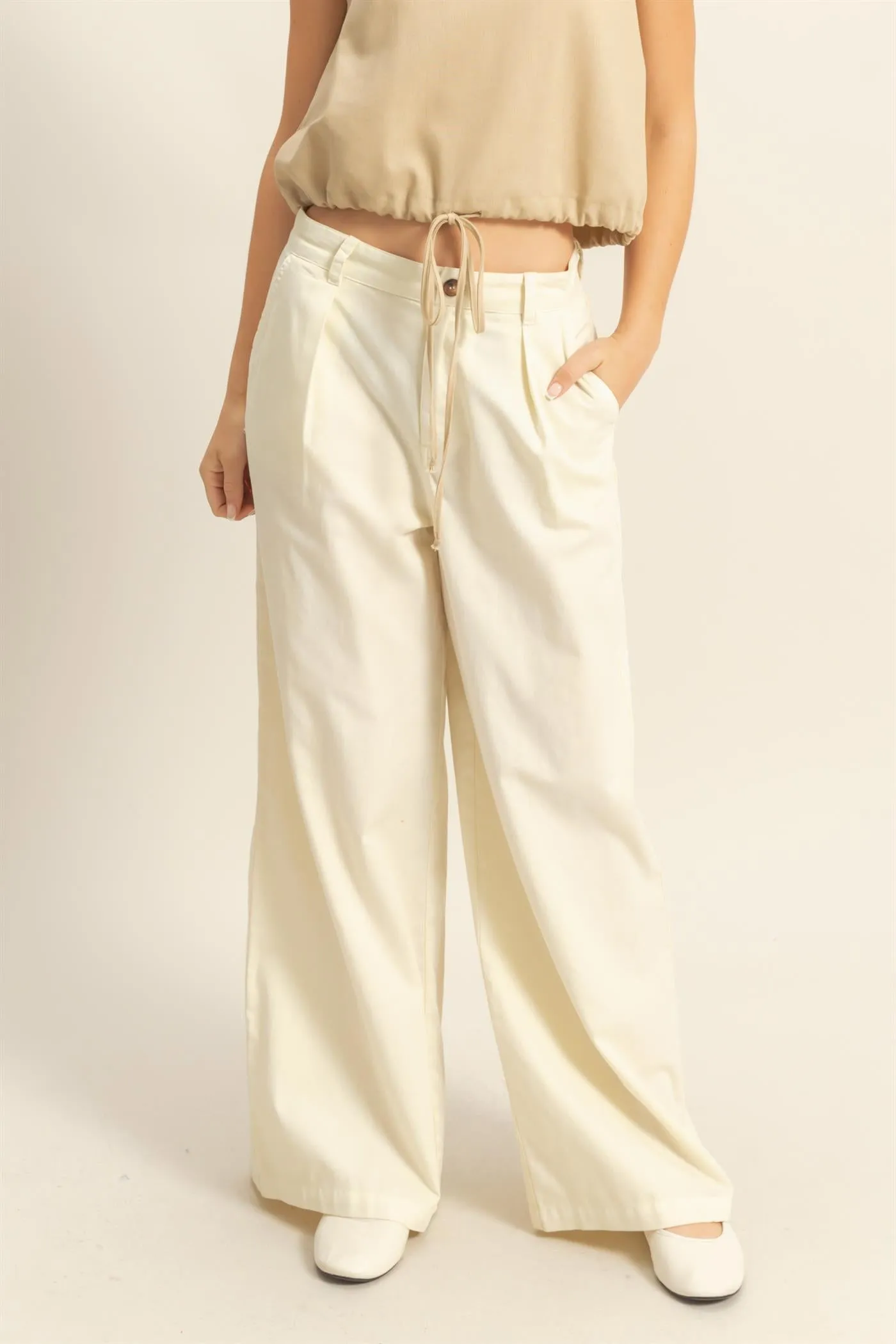 DZ24C967-High Waist Basic Wide Leg Pants
