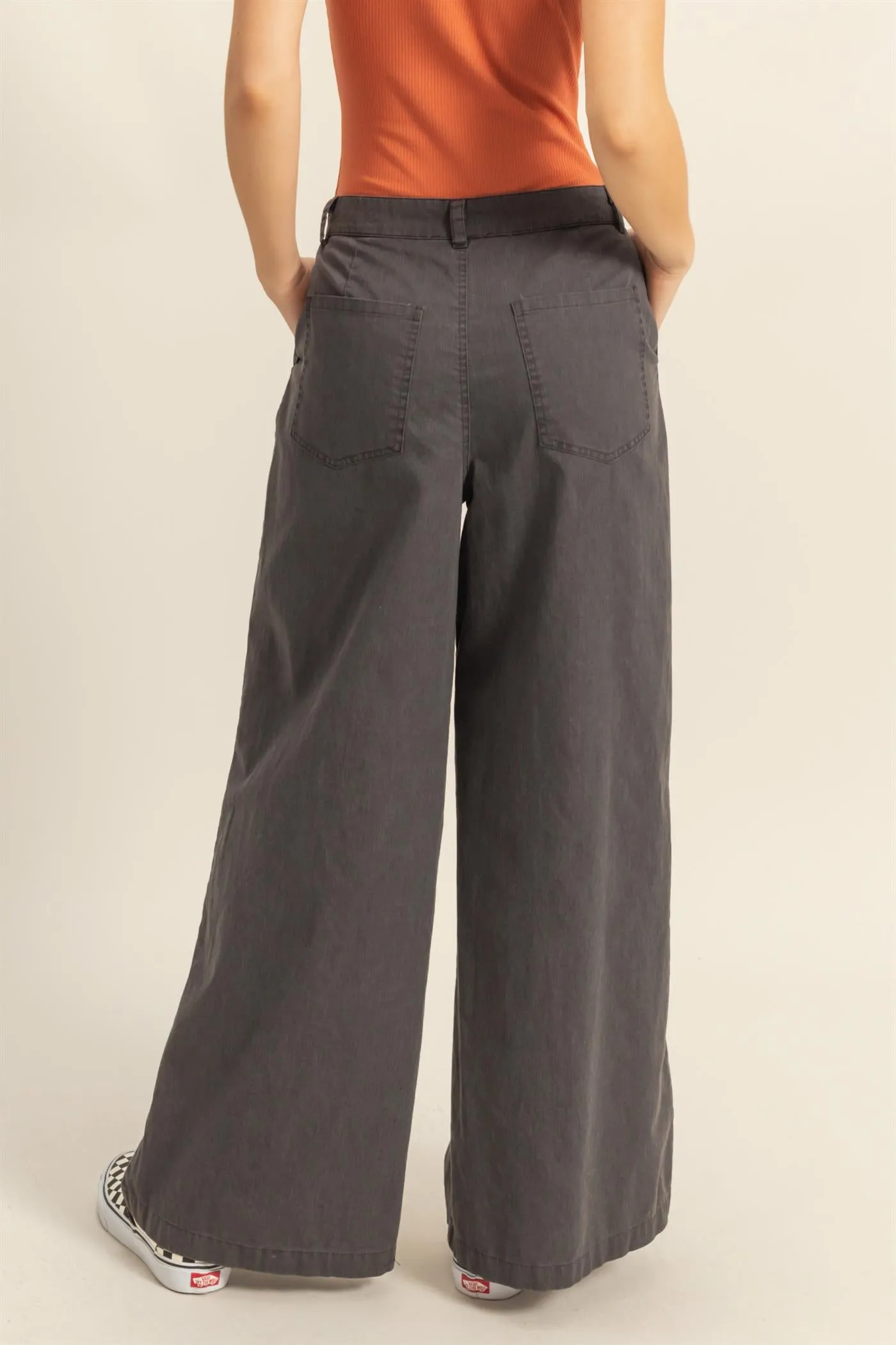 DZ24C967-High Waist Basic Wide Leg Pants