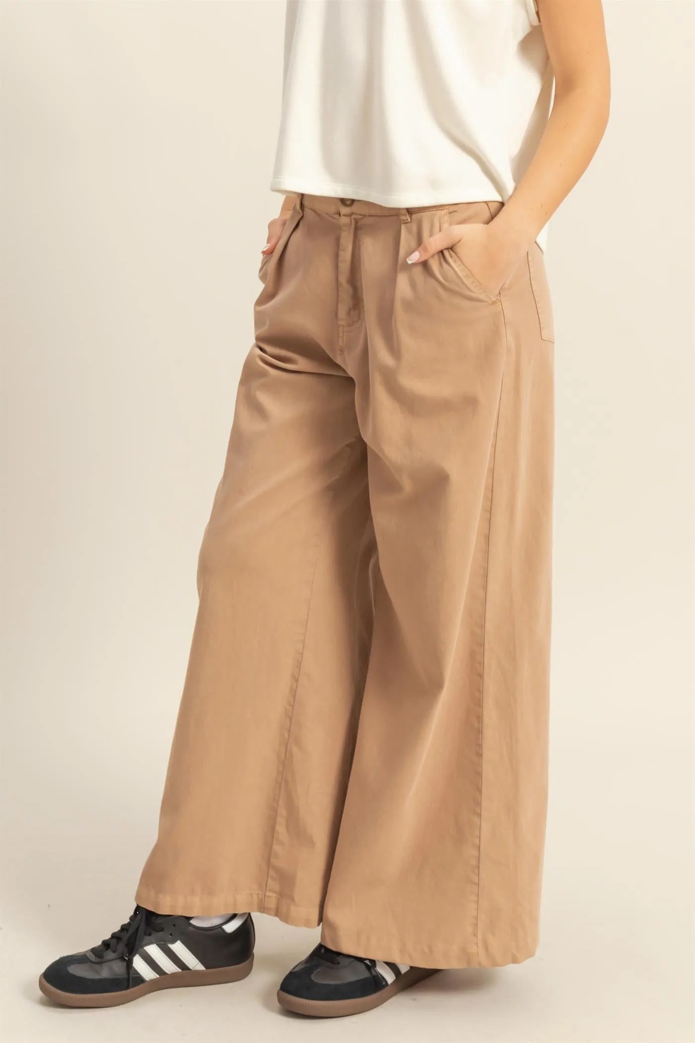 DZ24C967-High Waist Basic Wide Leg Pants