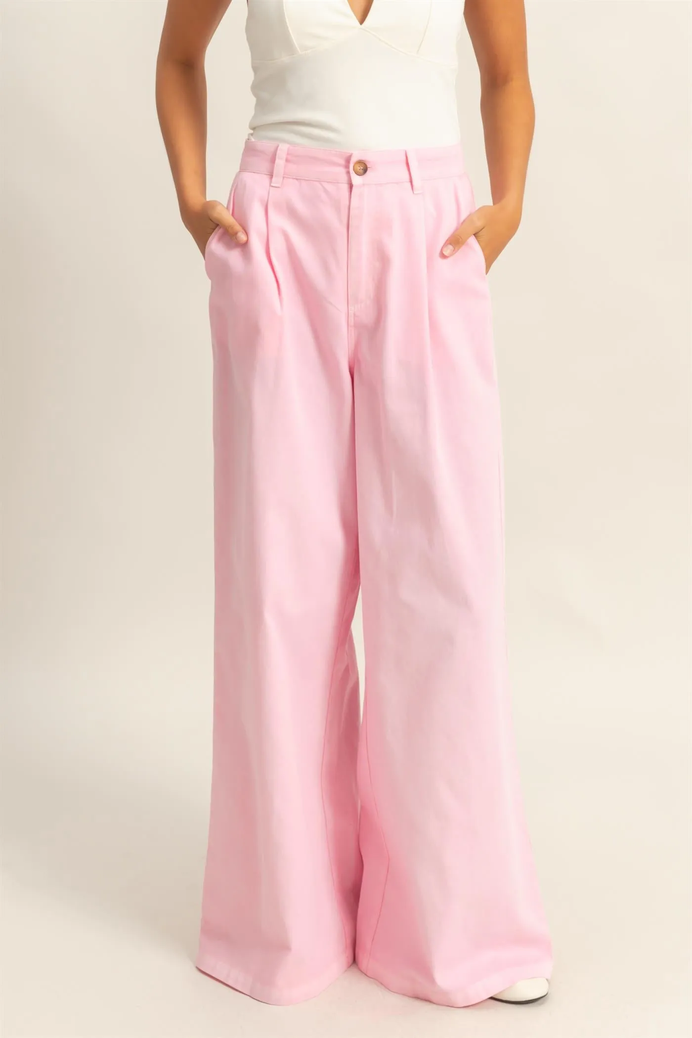 DZ24C967-High Waist Basic Wide Leg Pants
