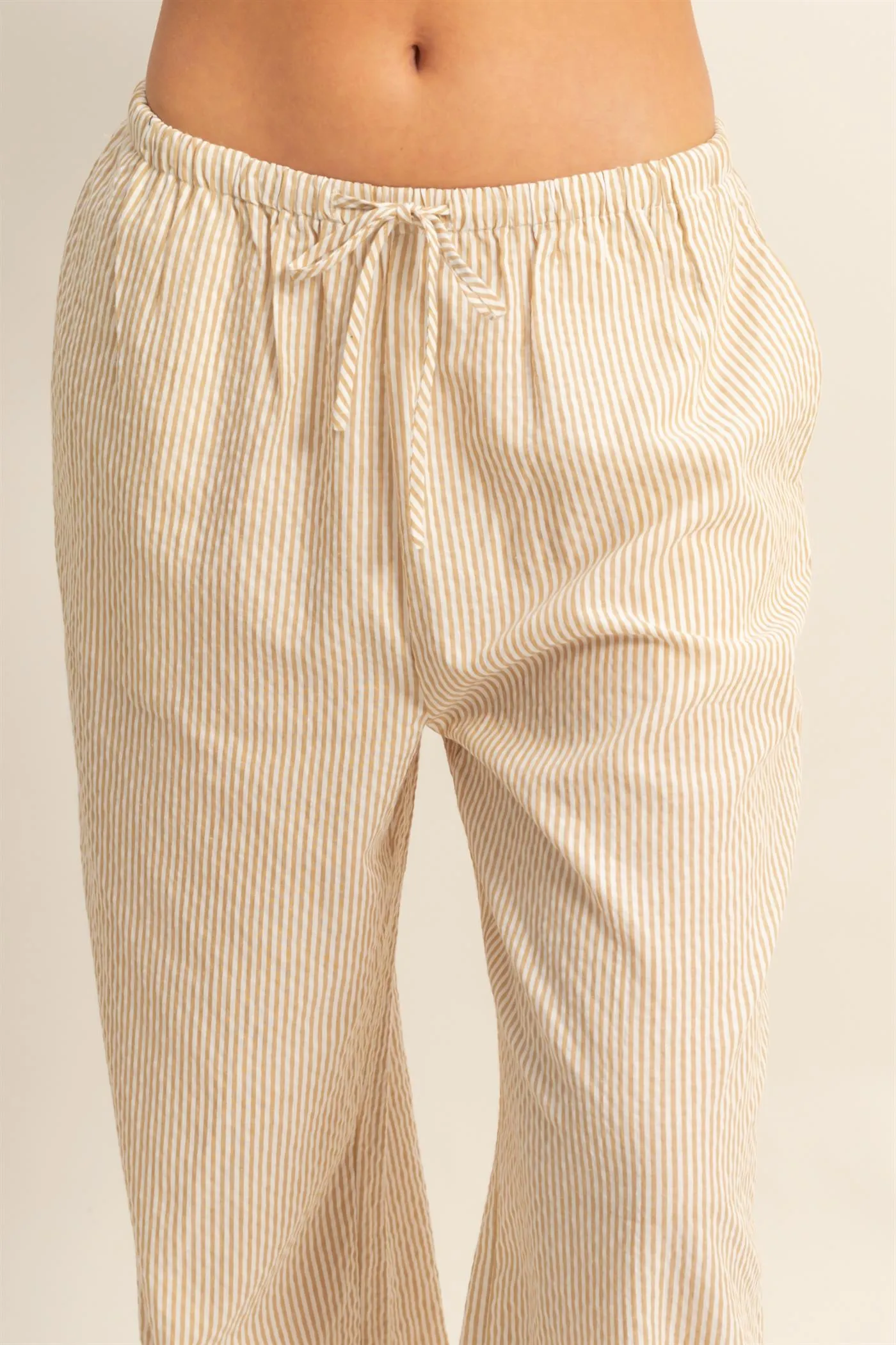 DZ25C389-Striped High Waist Wide Leg Pants