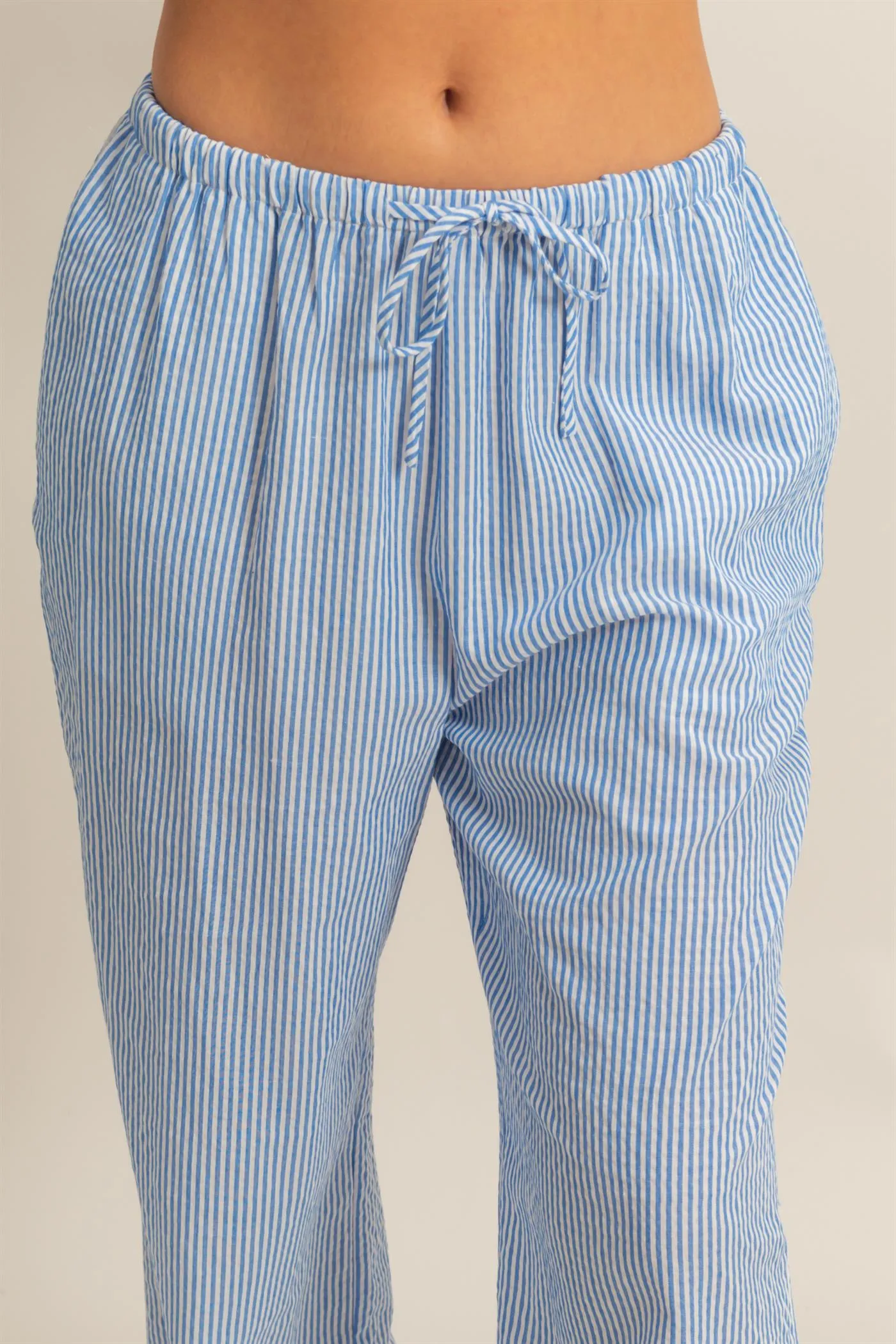 DZ25C389-Striped High Waist Wide Leg Pants