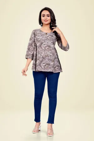 Ekisha's women printed multicolor floral designer cotton tunic top short kurti