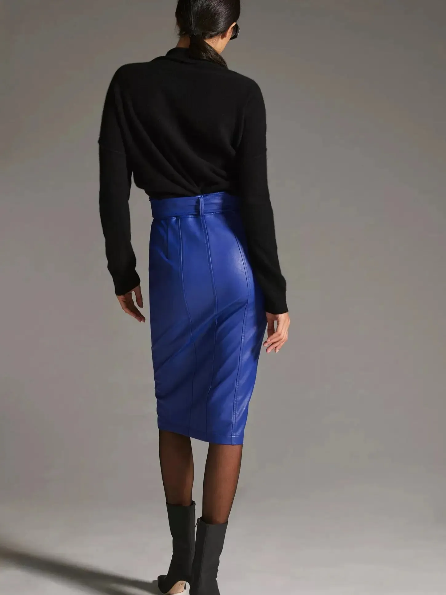 Elle Faux Leather Midi Skirt