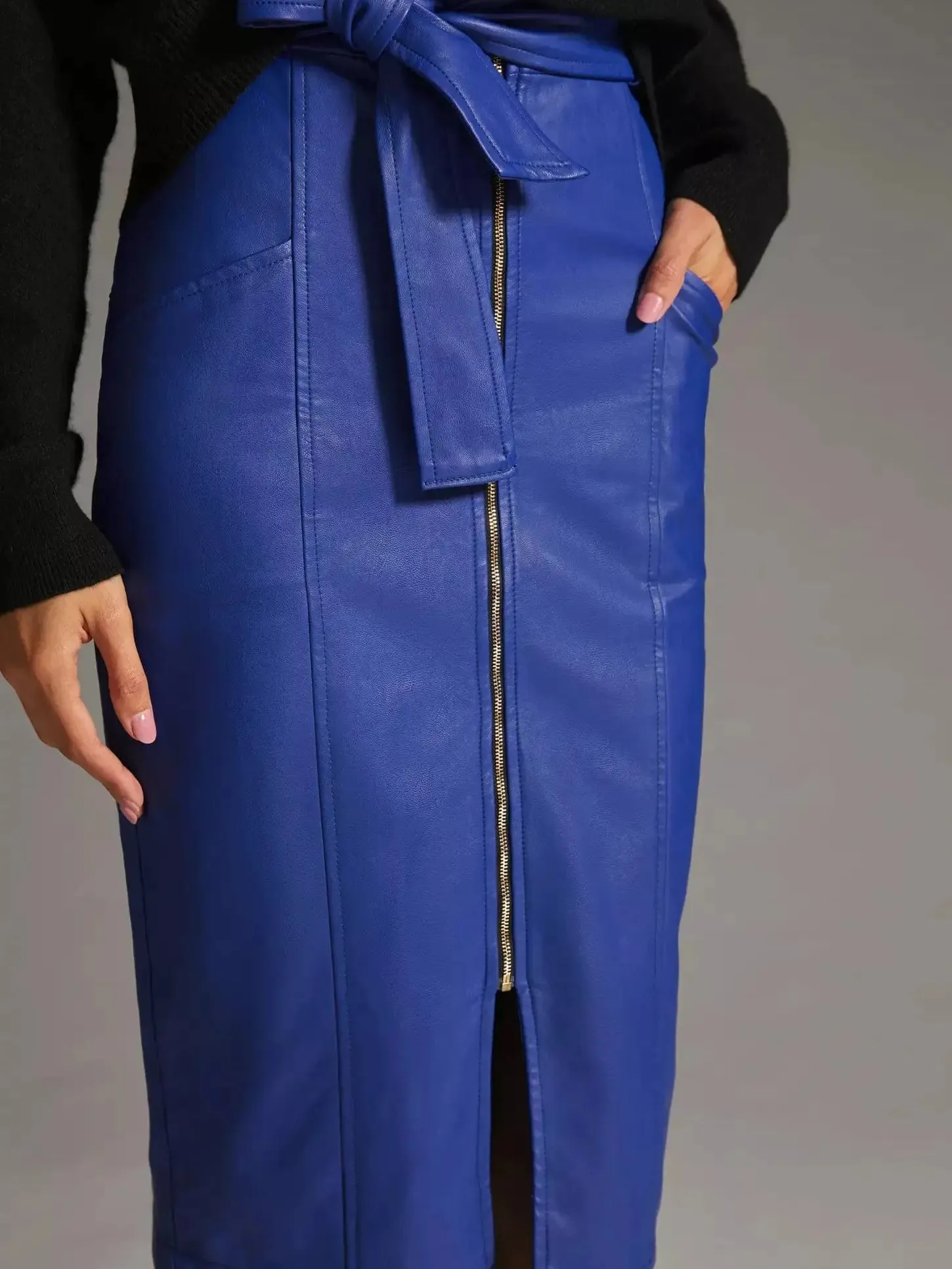 Elle Faux Leather Midi Skirt