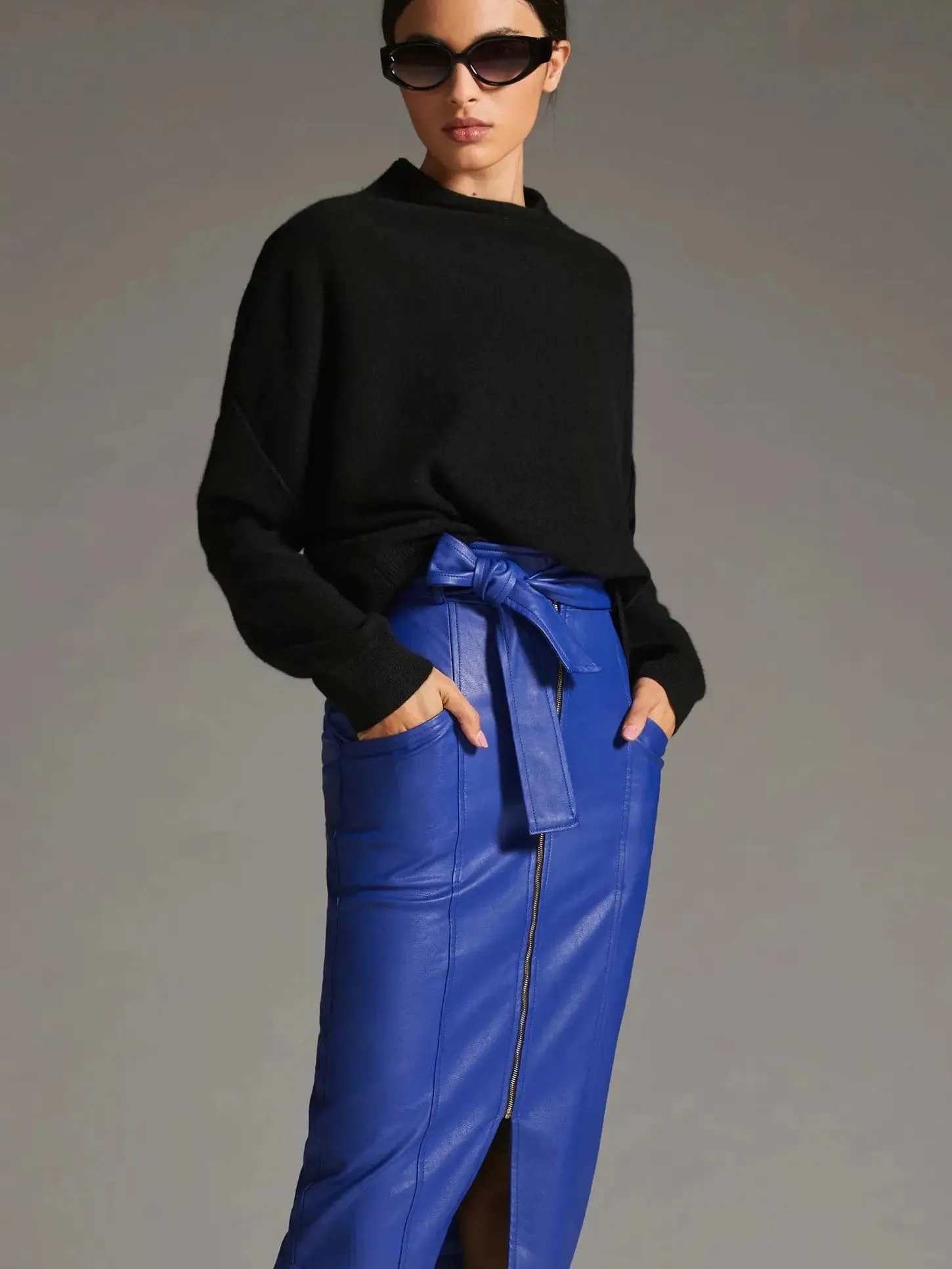 Elle Faux Leather Midi Skirt