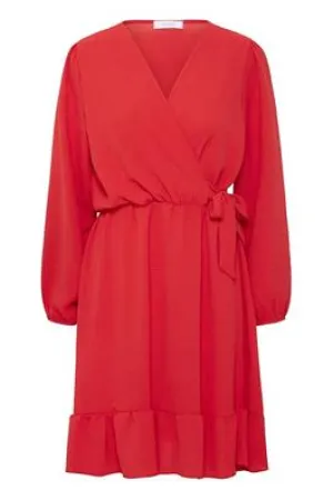 Elma Tie Wrap Dress - Ribbon Red