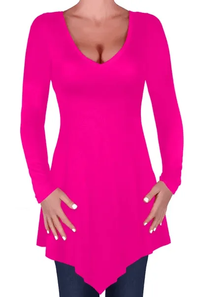 Everly Plus Size Long Sleeve V Neck Tunic Top