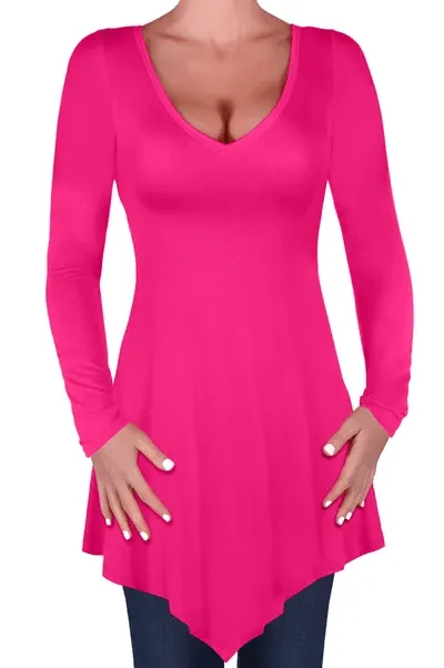 Everly Plus Size Long Sleeve V Neck Tunic Top