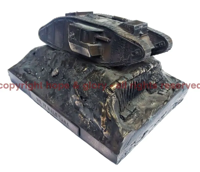 First World War Mark IV Male Tank 1/72 Cold Cast Bronze Military Statue