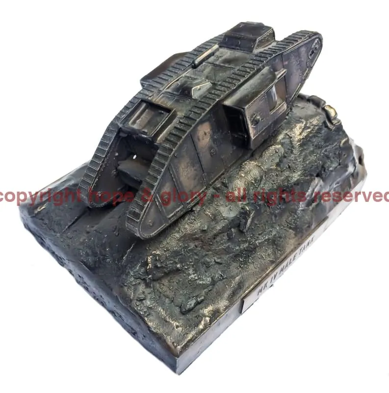 First World War Mark IV Male Tank 1/72 Cold Cast Bronze Military Statue