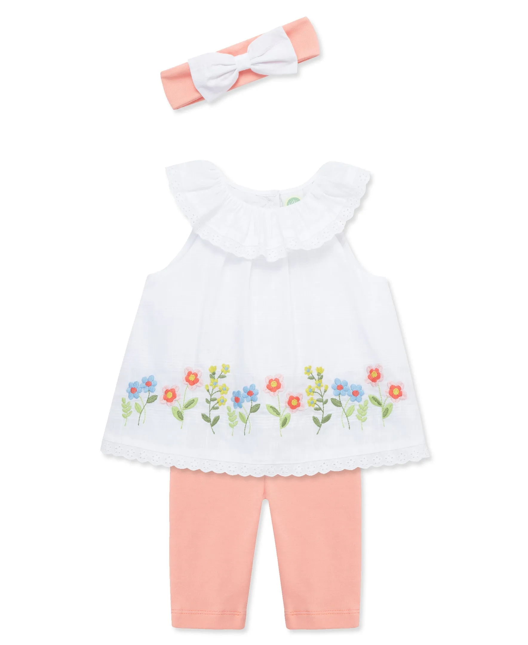 Floral Border Woven Tunic Set (12M-24M)