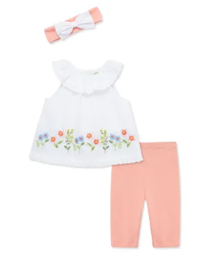 Floral Border Woven Tunic Set (12M-24M)