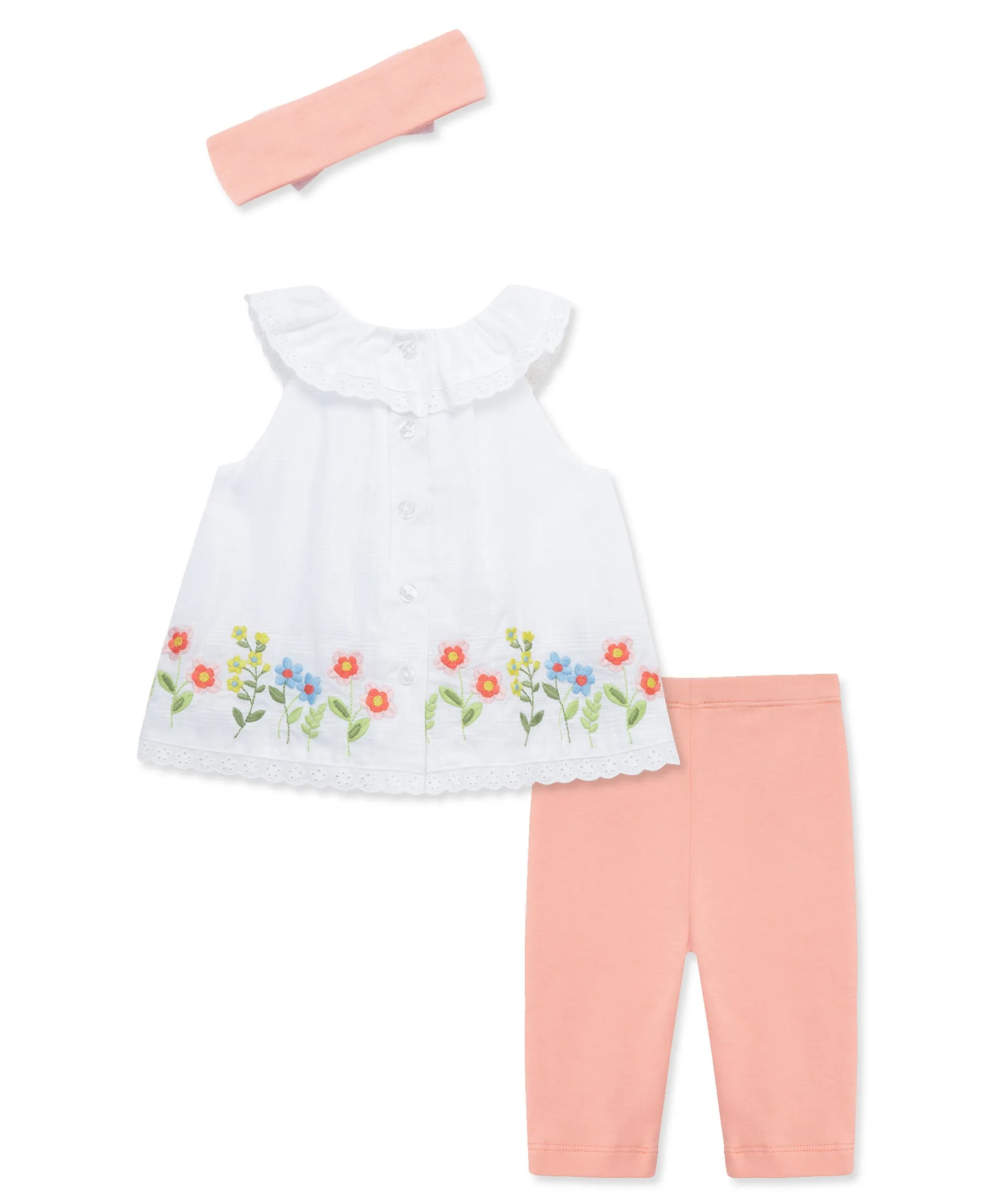 Floral Border Woven Tunic Set (12M-24M)