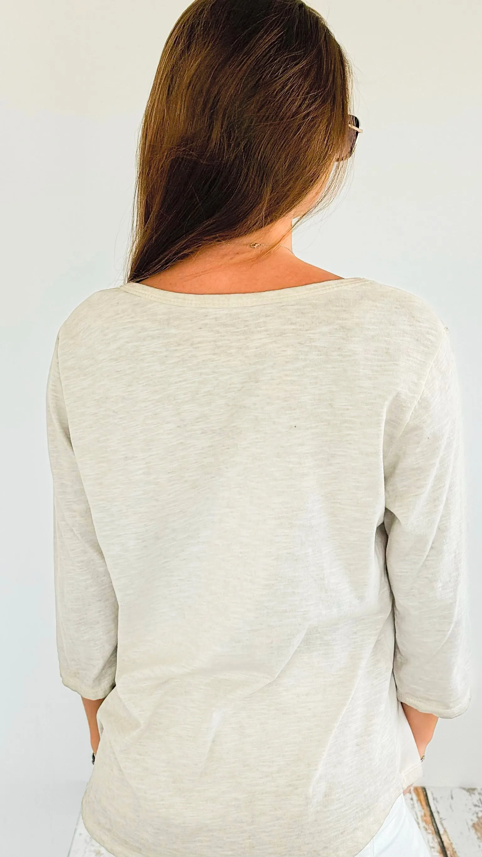 Foil Detailed V- Neck Italian Top