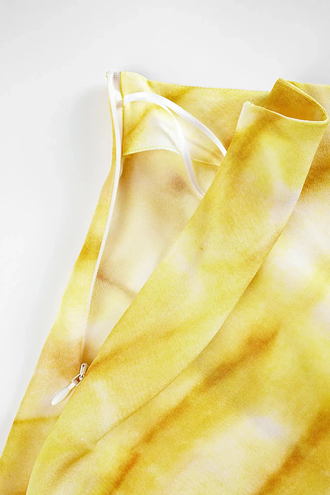 French Inspired Silk Drawstring Printed Midi Skirt with Side Slit