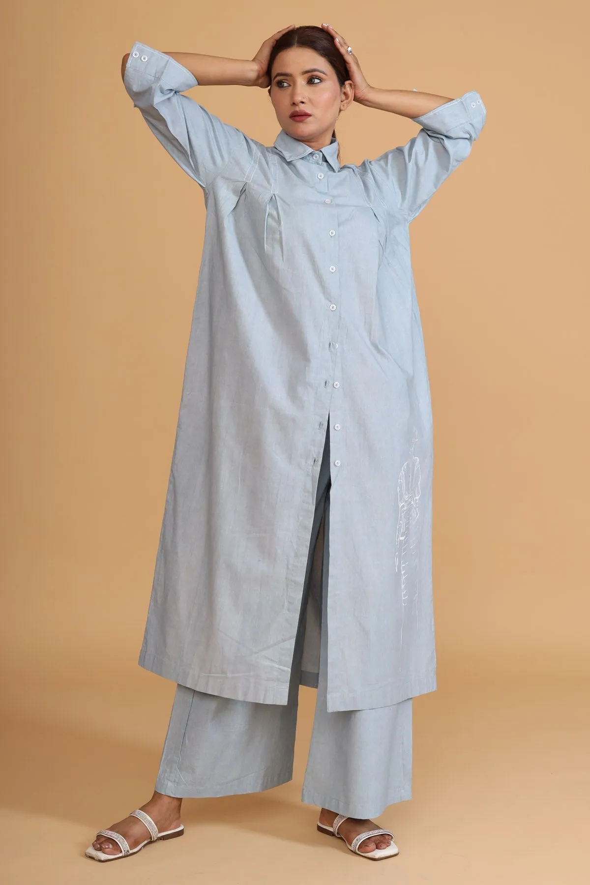 Front Box Pleat Painted Tunic