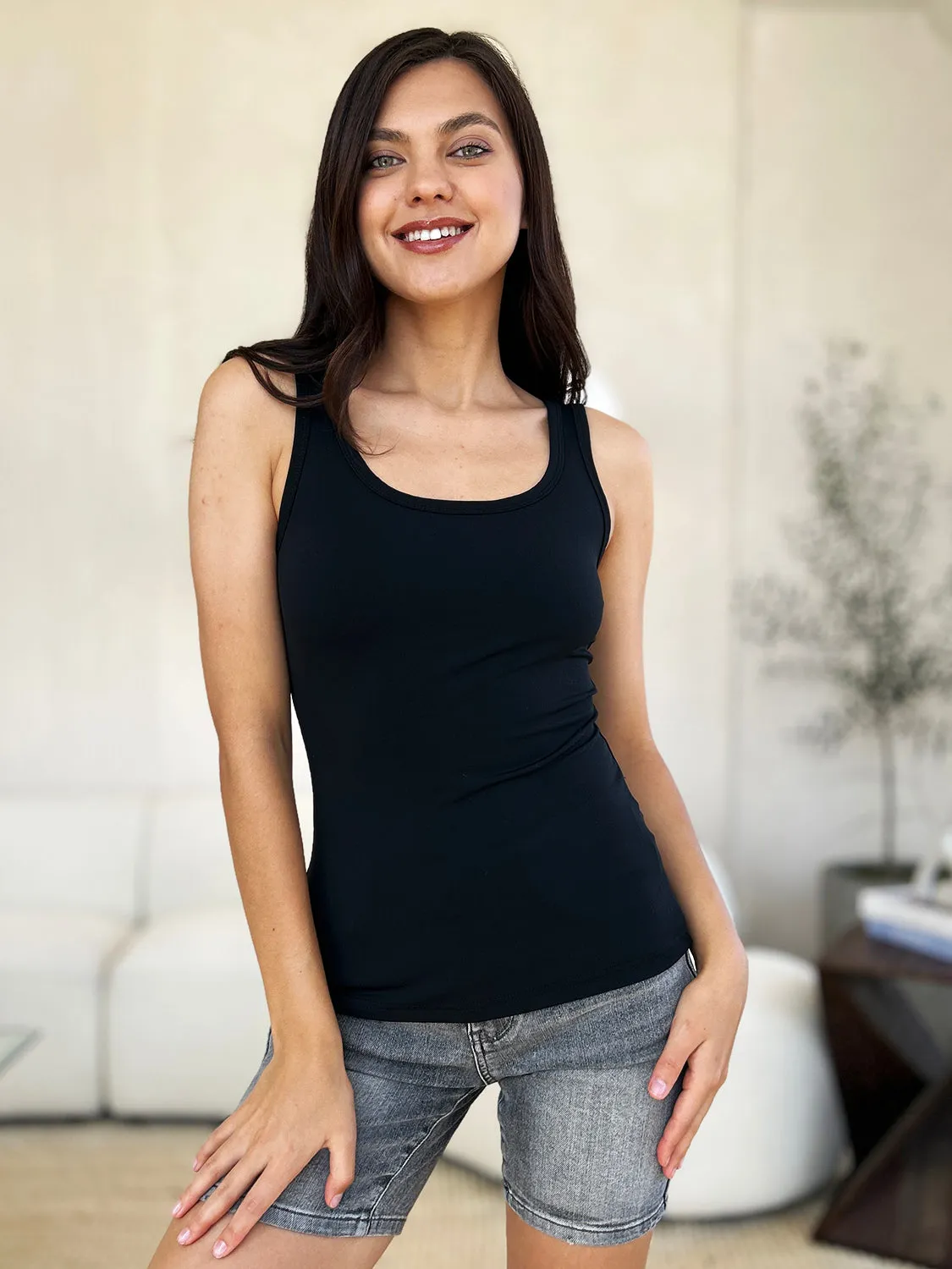 Full Size Square Neck Wide Strap Tank